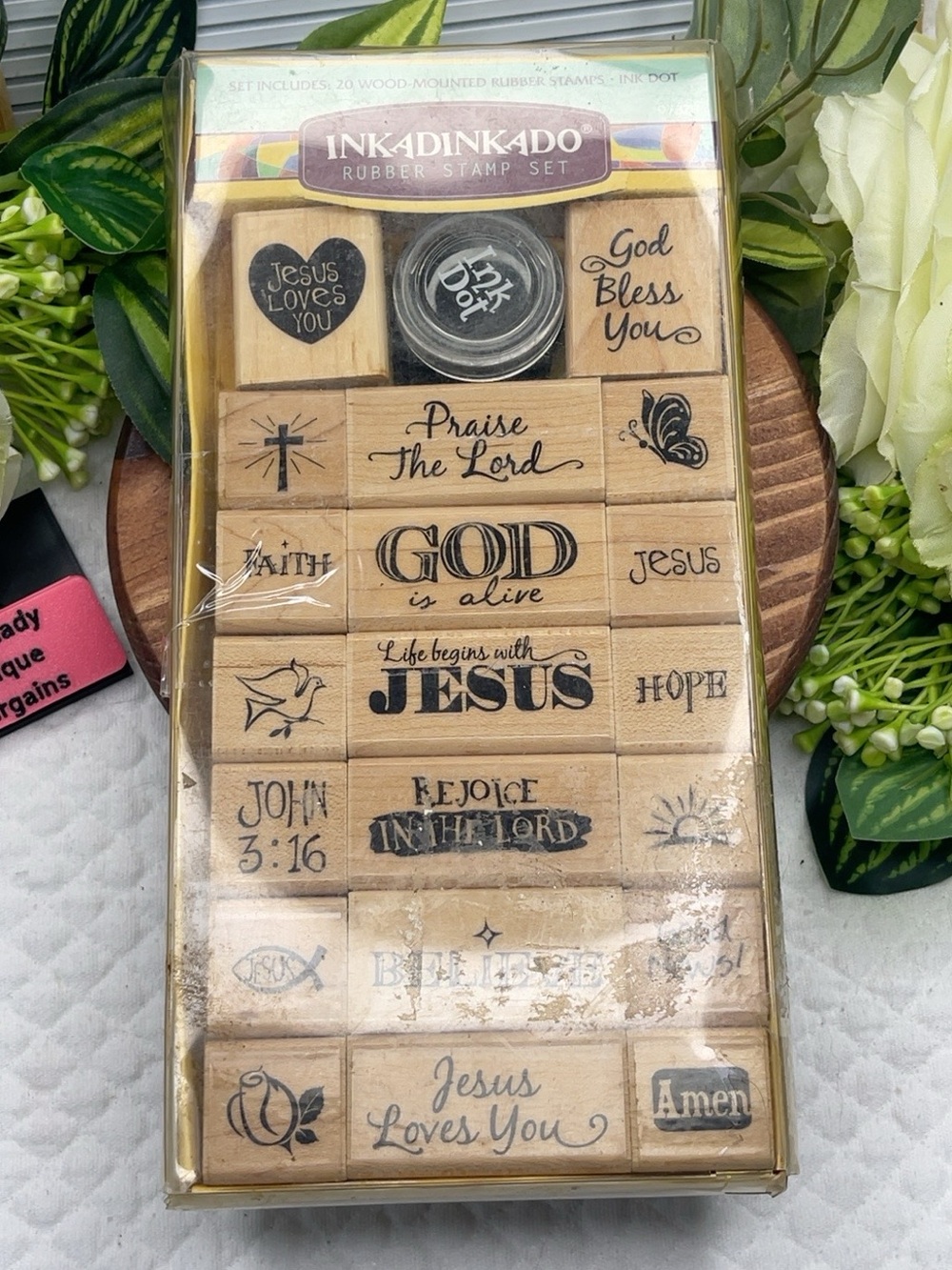 Inkadinkado Christian Religious Rubber Stamp Set 20 Wood Mounted Stamps